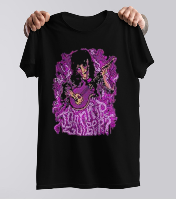 Zombie Johnnie Guilbert Playing Guitar With Purple Background T-Shirt
