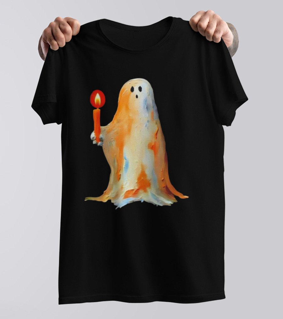 Quality Halloween Candle Holding Ghost T-Shirt