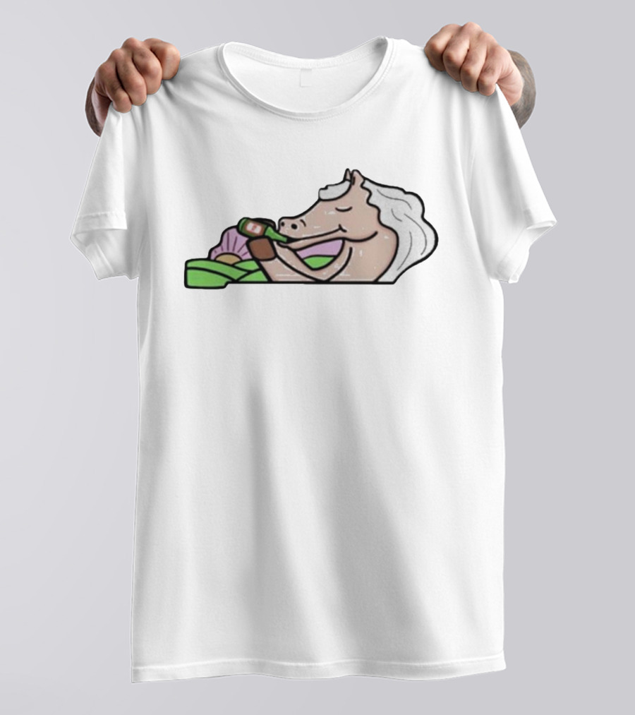 Strange Planet Kentucky Horse Relaxing With Drink T-Shirt