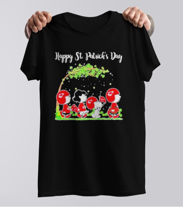 Snoopy Peanuts Kansas City Chiefs Happy St. Patrick’s Day 2024 Football T-Shirt
