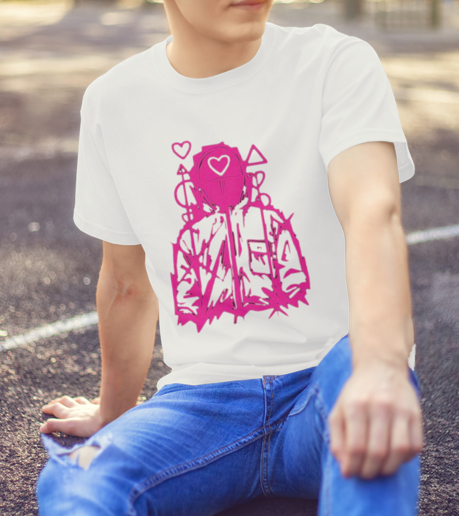 Squid Game Pink Hooded Circle Heart Triangle Symbols T-Shirt