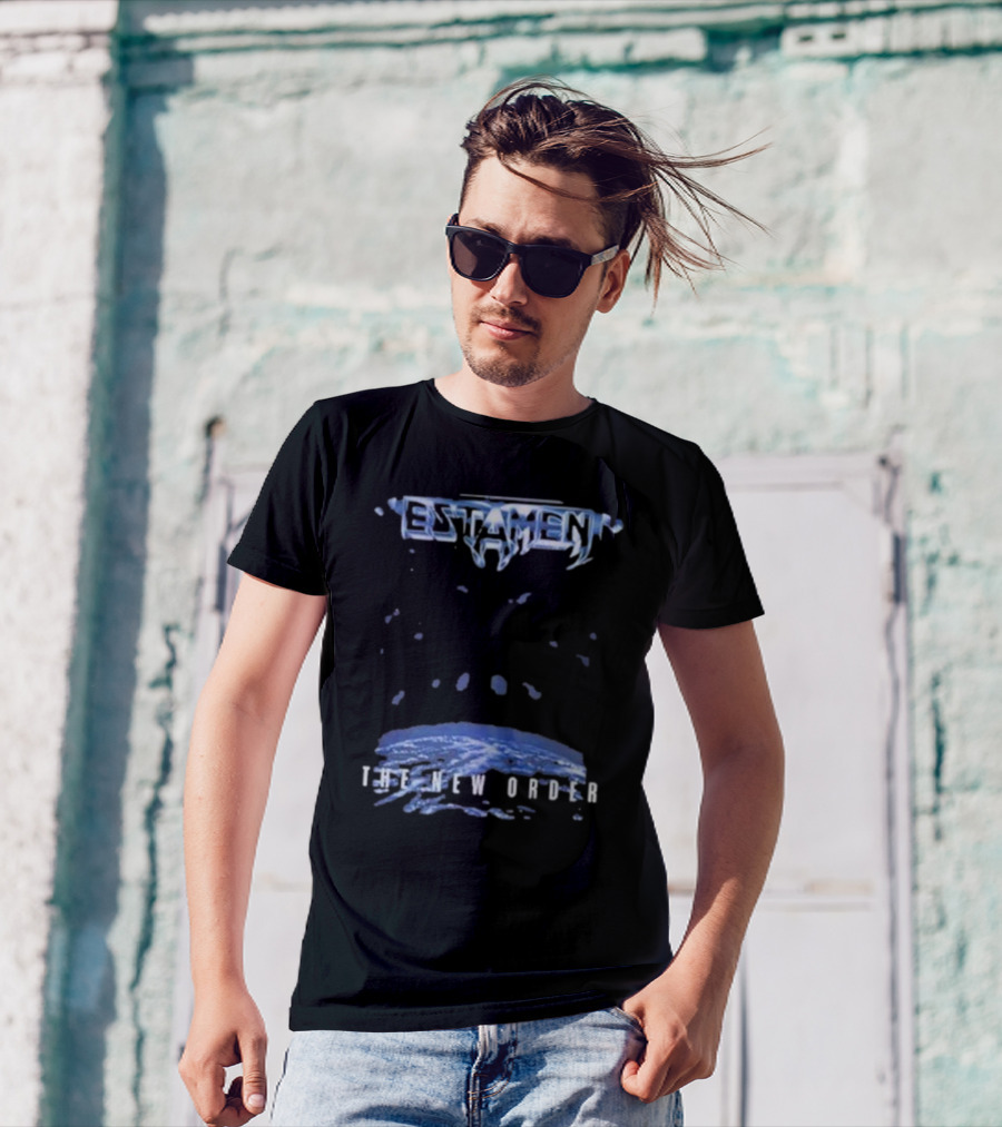 Testament The New Order Album Cover Art Blue Earth And Liquid Drops T-Shirt