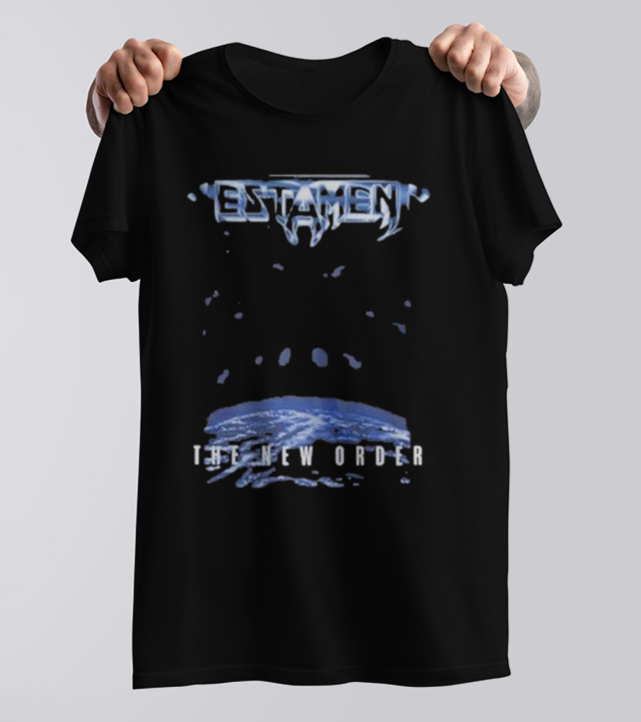 Testament The New Order Album Cover Art Blue Earth And Liquid Drops T-Shirt