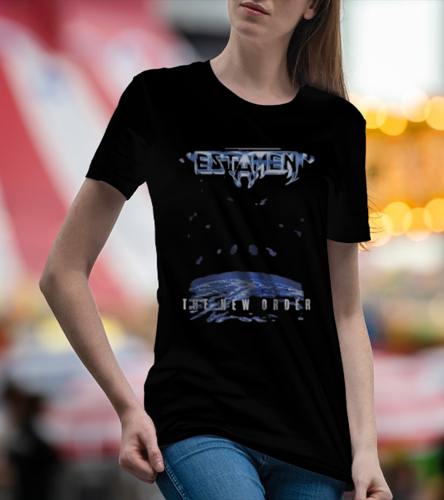 Testament The New Order Album Cover Art Blue Earth And Liquid Drops T-Shirt