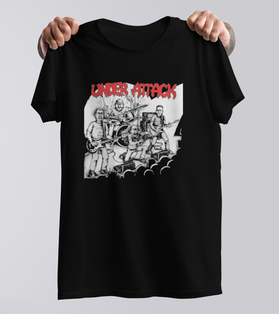 Under Attack Live Cartoon Band Performance Scene T-Shirt