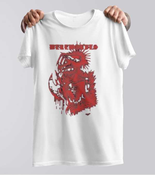 Werewolves Death Metal Red Skeleton Creature T-Shirt