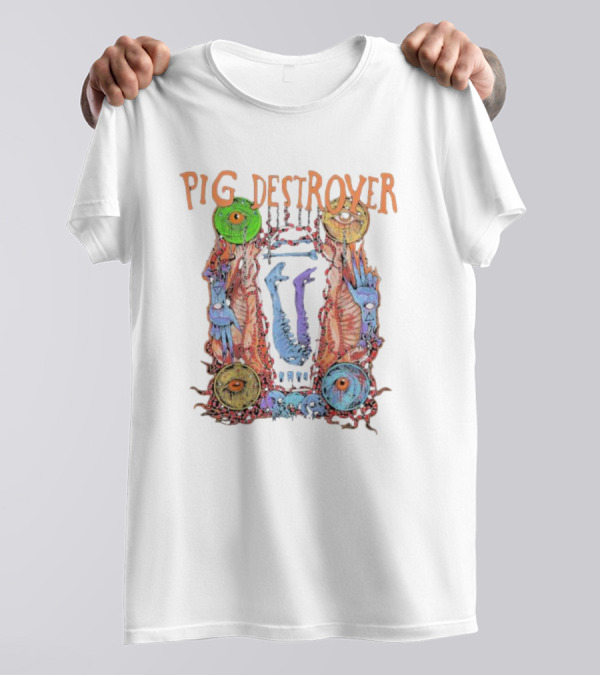 Pig Destroyer Colorful Surreal Horror Artwork With Multiple Eyes T-Shirt
