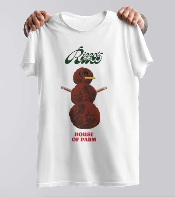 Rizzo’s Meatballman House Of Parm Snowman Meatball Sculpture T-Shirt