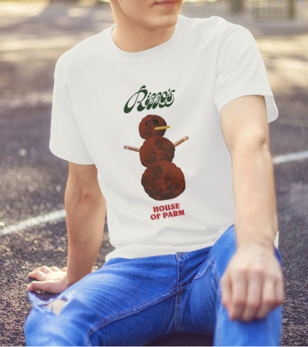 Rizzo’s Meatballman House Of Parm Snowman Meatball Sculpture T-Shirt