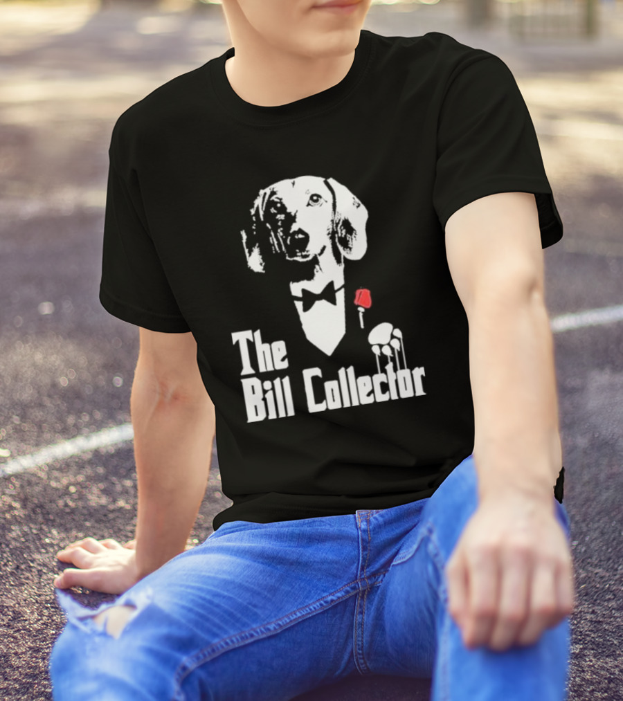 The Bill Collector Dog In Black Tie With Rose And Puppet Strings T-Shirt