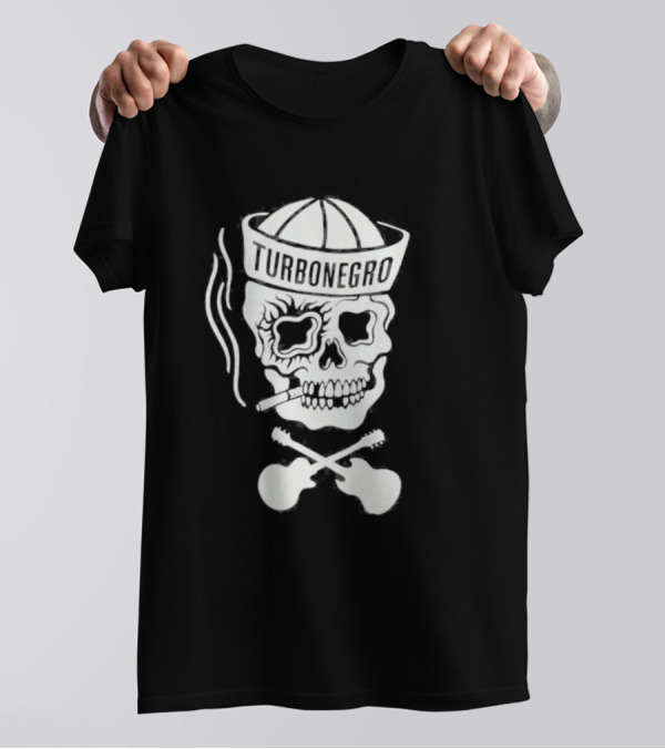 Turbonegro Sailor Skull Smoking With Crossed Guitars T-Shirt