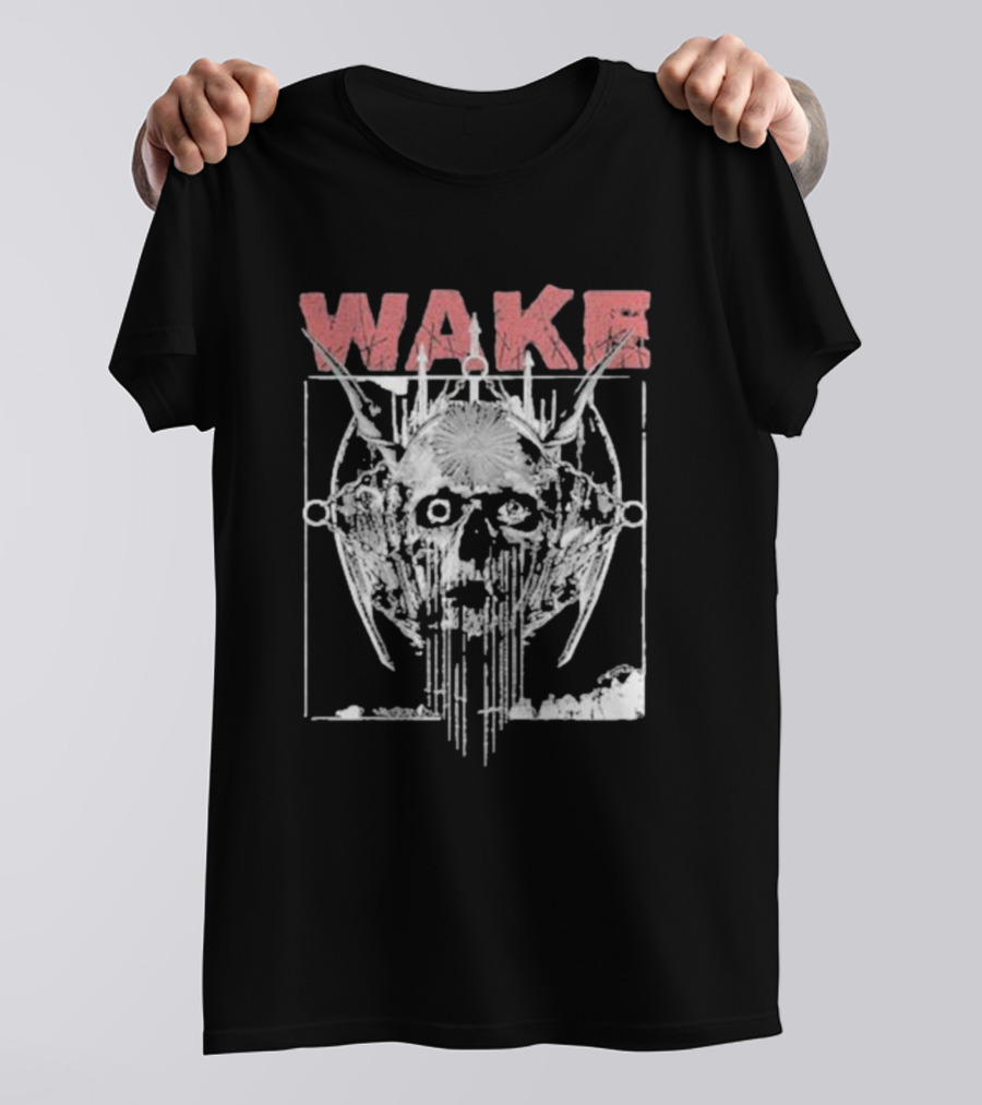 WAKE Skull With Wings And Abstract Elements T-Shirt