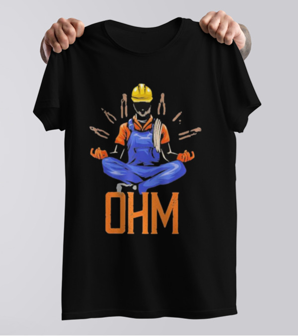 OHM Meditating Electrician With Tools And Helmet T-Shirt
