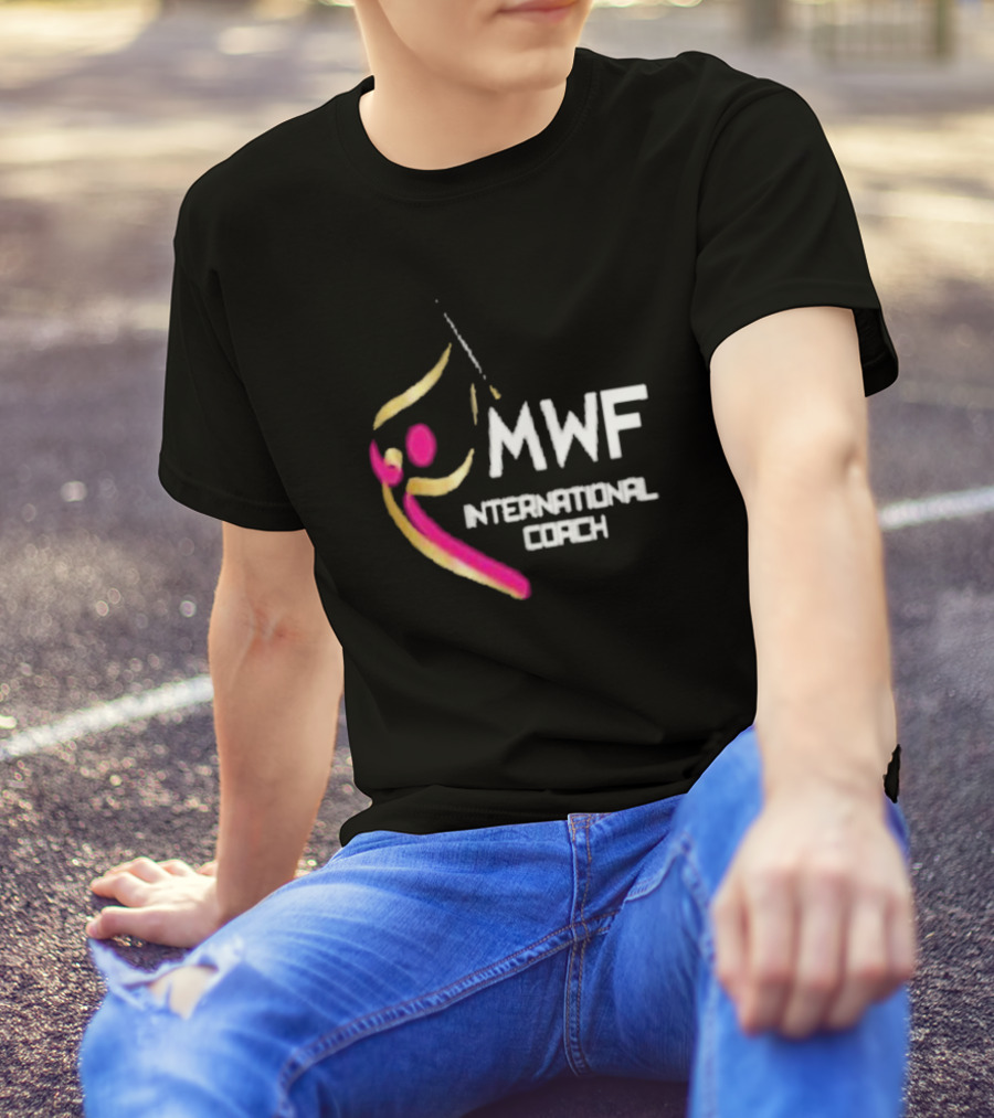 MWF International Coach Logo With Colorful Athletic Figure T-Shirt