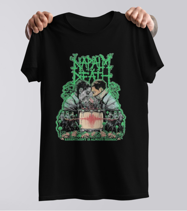 Napalm Death Resentment Is Always Seismic Faces And Seismic Waveforms T-Shirt
