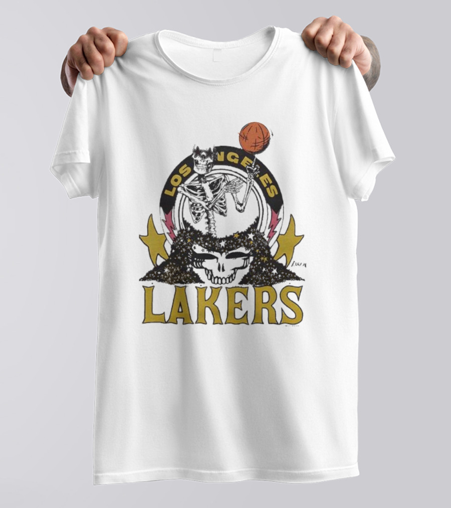 Los Angeles Lakers Grateful Dead Basketball Skull T-Shirt