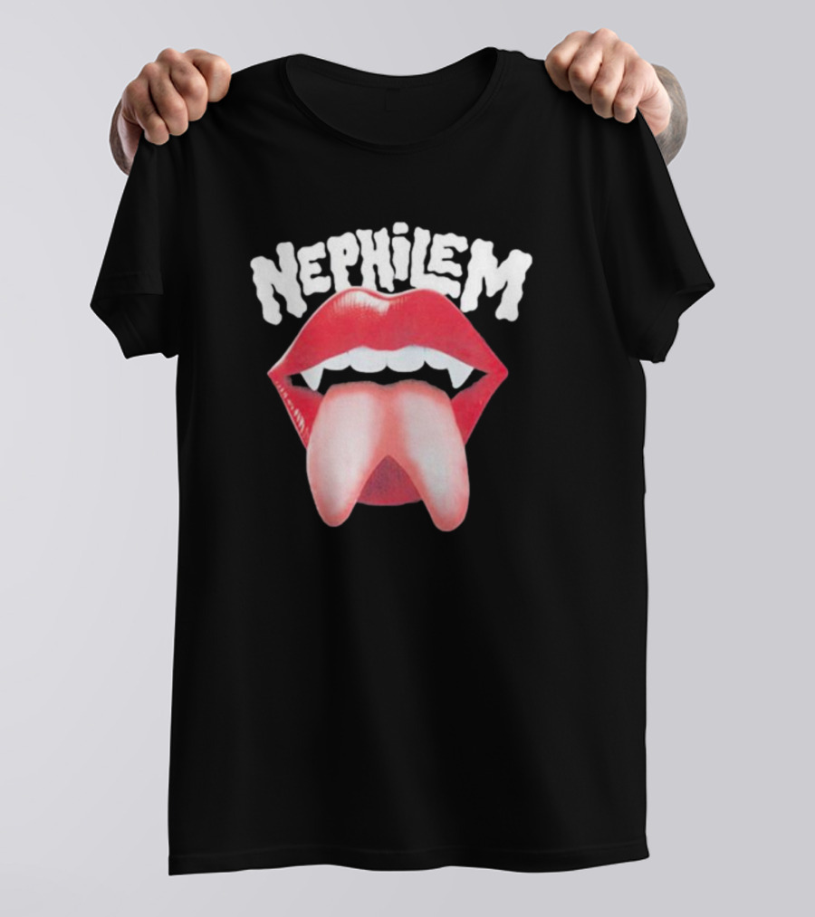 Nephilem Vampire Lips With Fangs And Extended Tongue T-Shirt