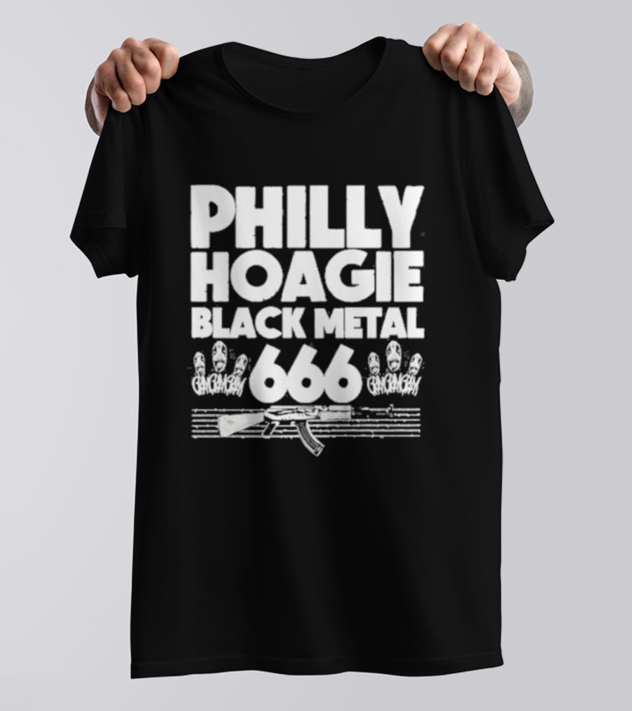 PHILLY HOAGIE BLACK METAL 666 GAN GAN GAN AK-47 T-Shirt