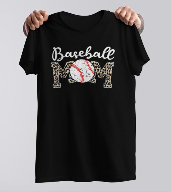 Baseball Mom Leopard Print T-Shirt