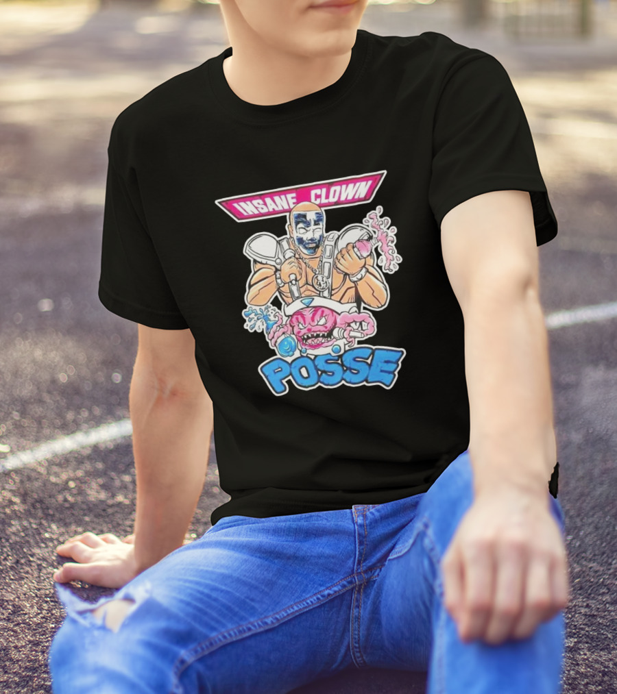 Insane Clown Posse Warrior With Pink Monster And Chainsaw T-Shirt