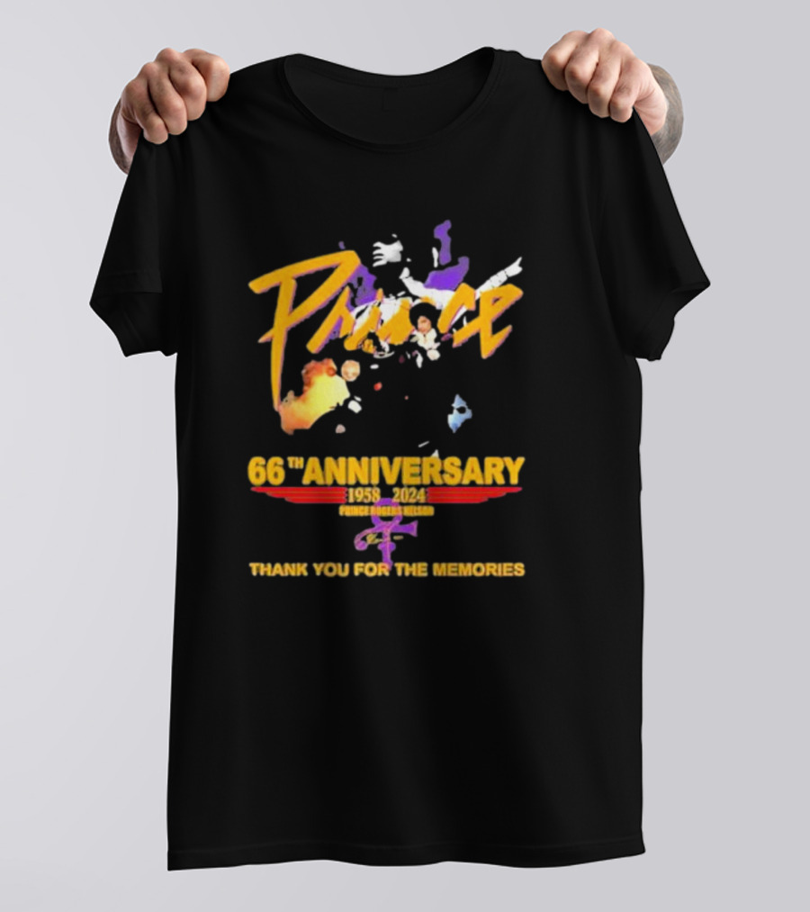 66th Anniversary 1958-2024 Prince Rogers Nelson Thank You For The Memories Purple T-Shirt
