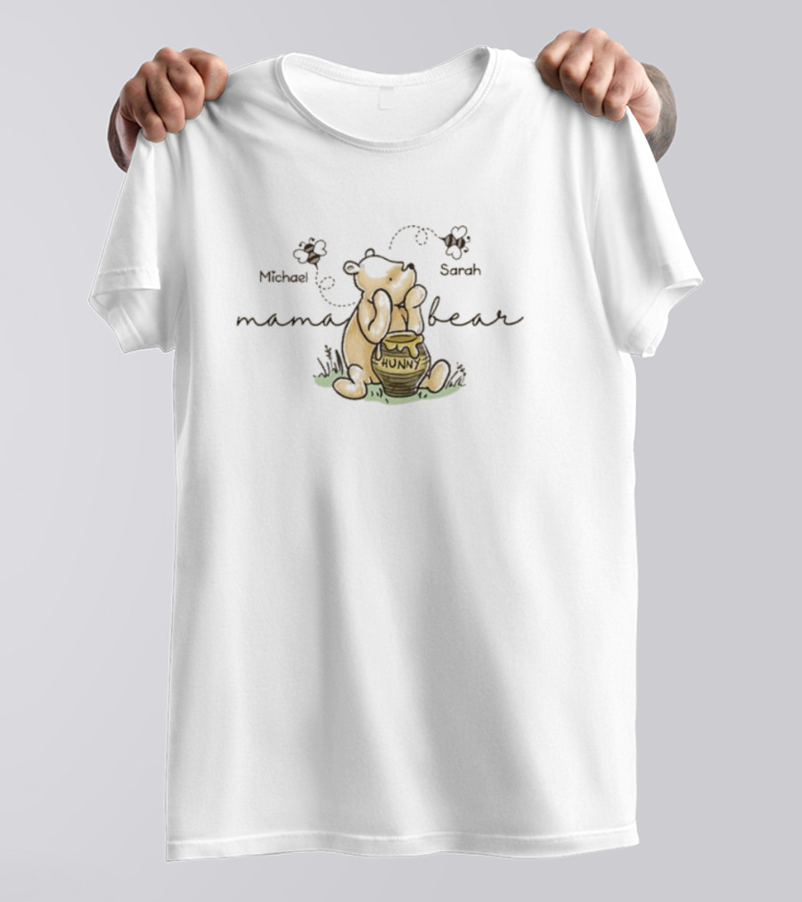 Mama Bear Family Personalized Custom Hunny Jar Michael Sarah T-Shirt