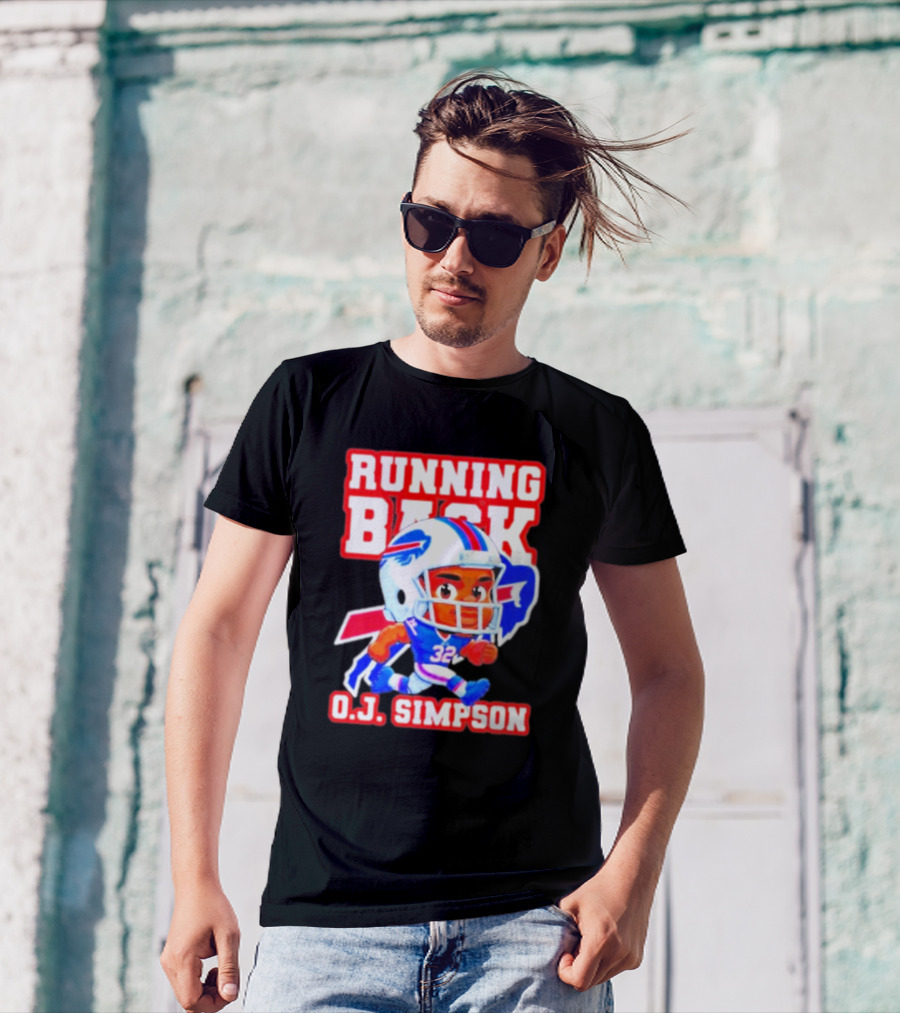Running Back O.J. Simpson Cartoon Buffalo Bills Football Player T-Shirt