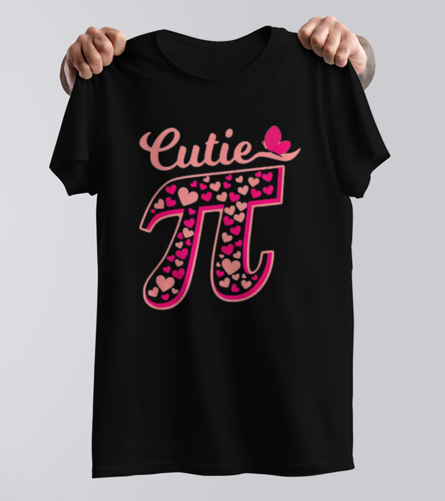 Cutie Pi Day Women Kids Men Toddler Math Teacher Butterfly Hearts T-Shirt