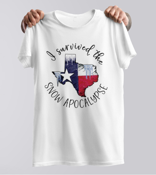 I Survived The Snow Apocalypse Texas Flag Icicles Map T-Shirt