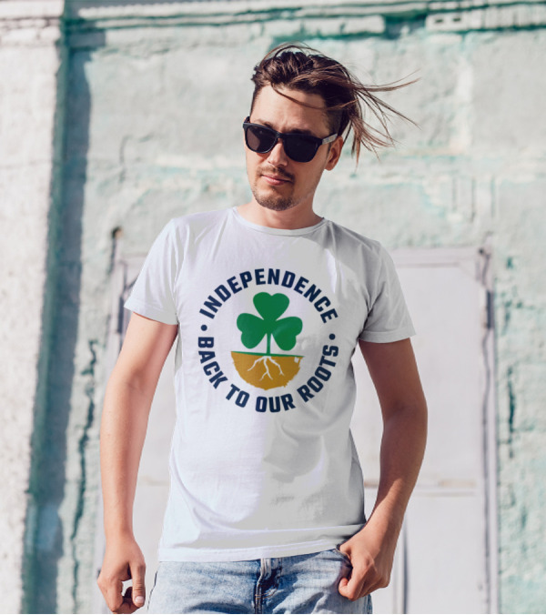 Independence Shamrock Emblem Back To Our Roots T-Shirt