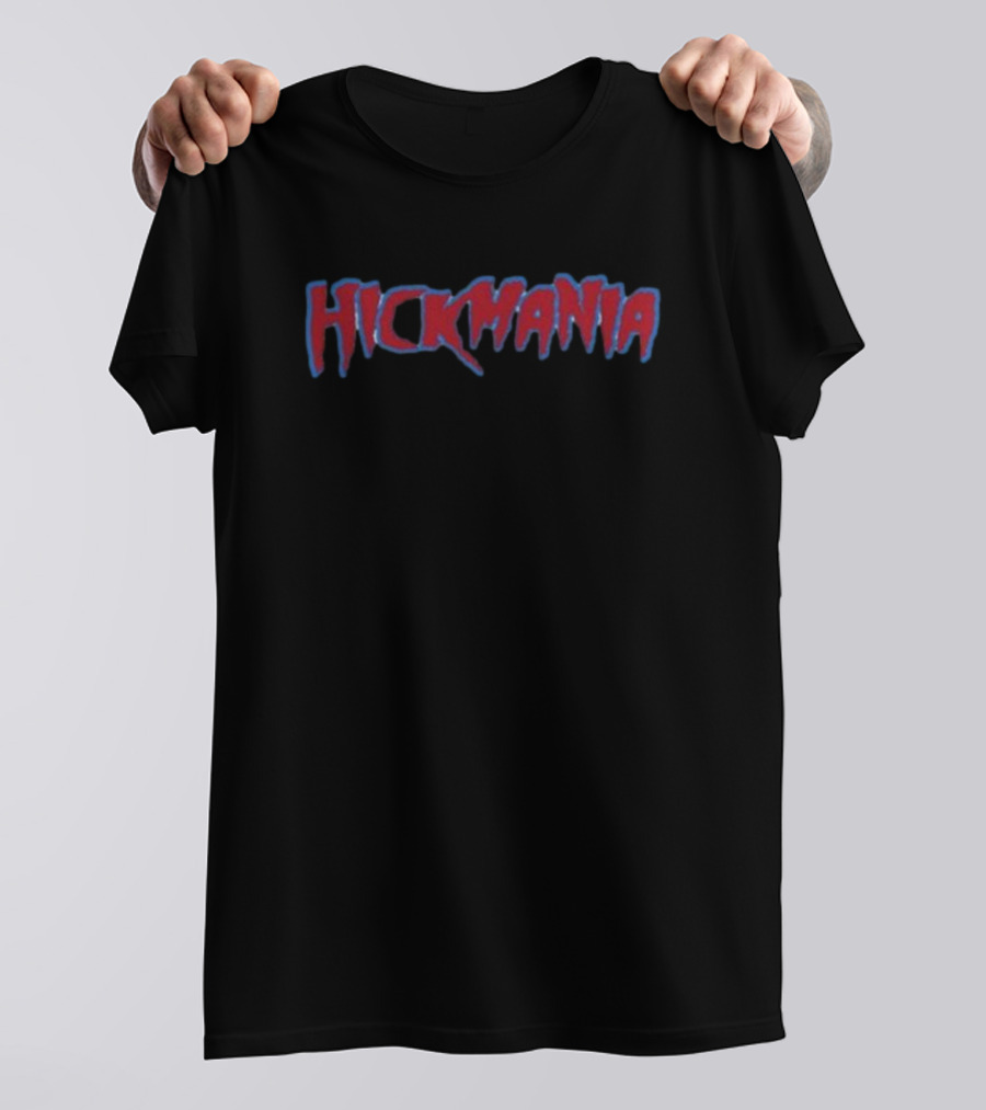 Hickmania Bold Red And Blue Text T-Shirt