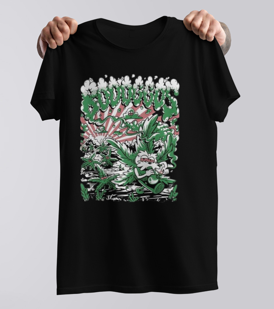 Bodoggos 4-20 Cartoon Dogs With Smoke And Green Leaves T-Shirt