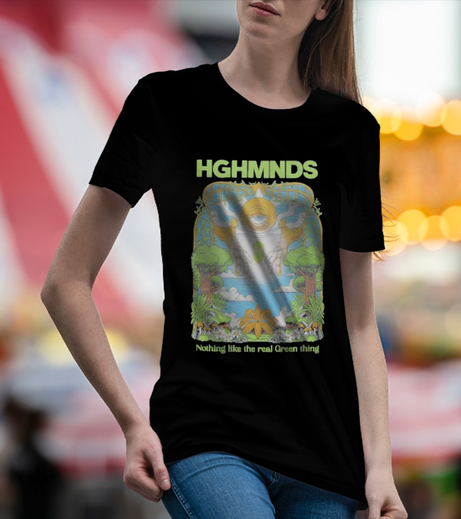 HGHMNDS Nothing Like The Real Green Thing Eye And Hands Above Nature Scene T-Shirt