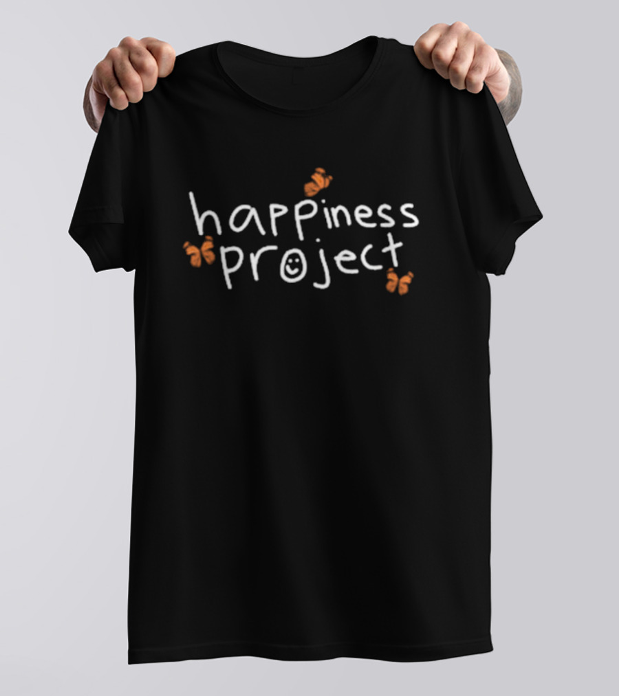 Happiness Project Butterfly Smiley Face And Orange Butterflies T-Shirt