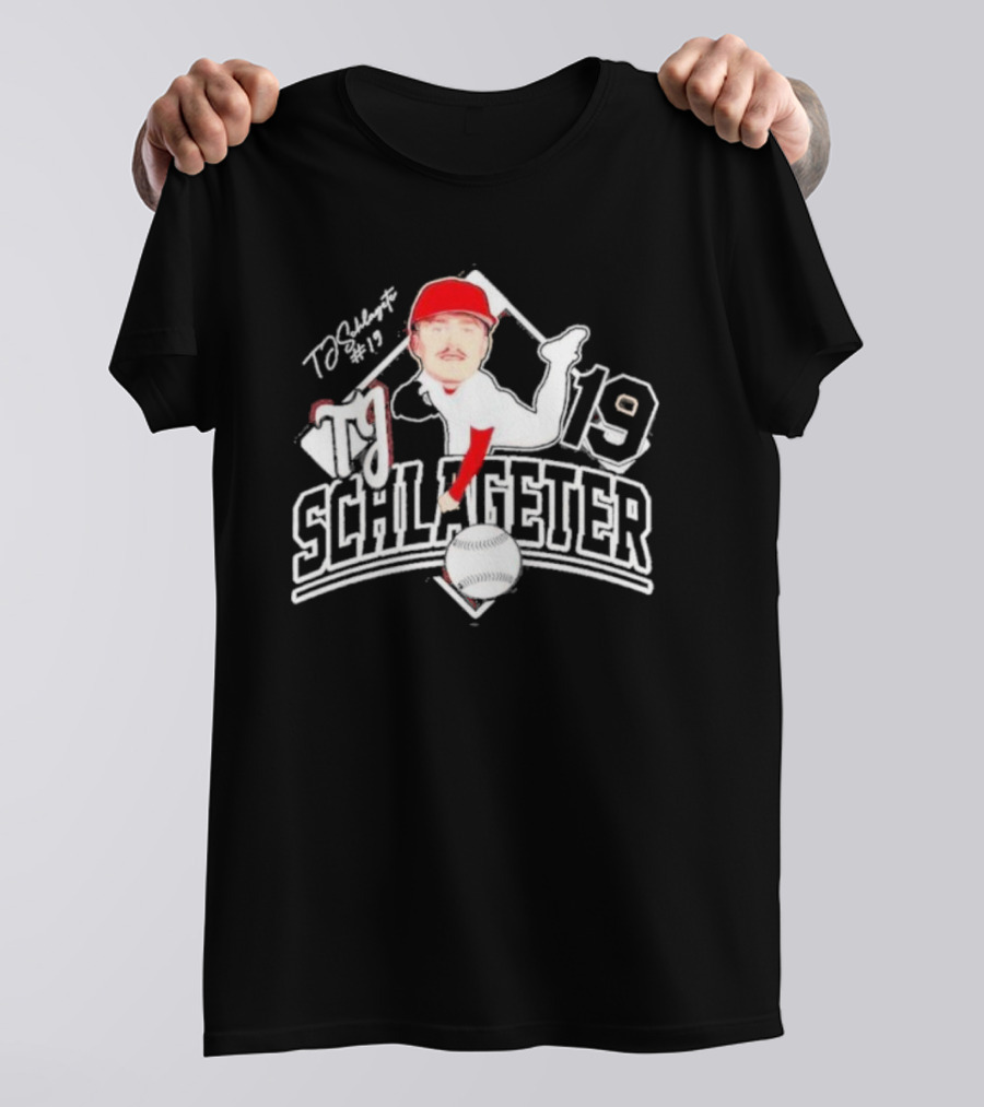 Louisville Cardinals TJ Schlageter 19 Baseball Cartoon T-Shirt