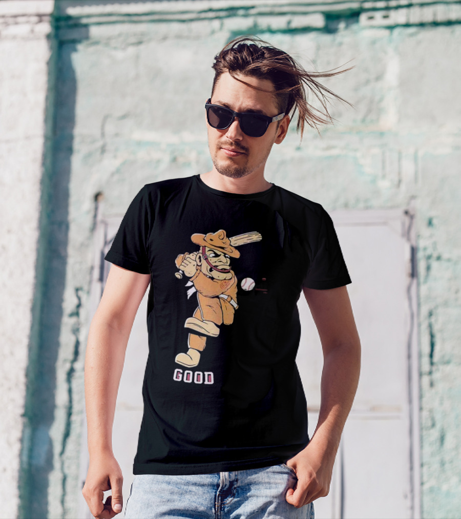 Good Tam Baseball Comic Character Swinging At Pitch T-Shirt