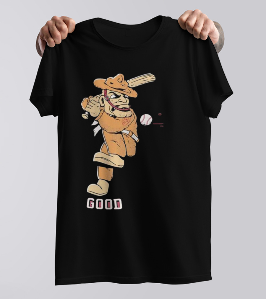 Good Tam Baseball Comic Character Swinging At Pitch T-Shirt