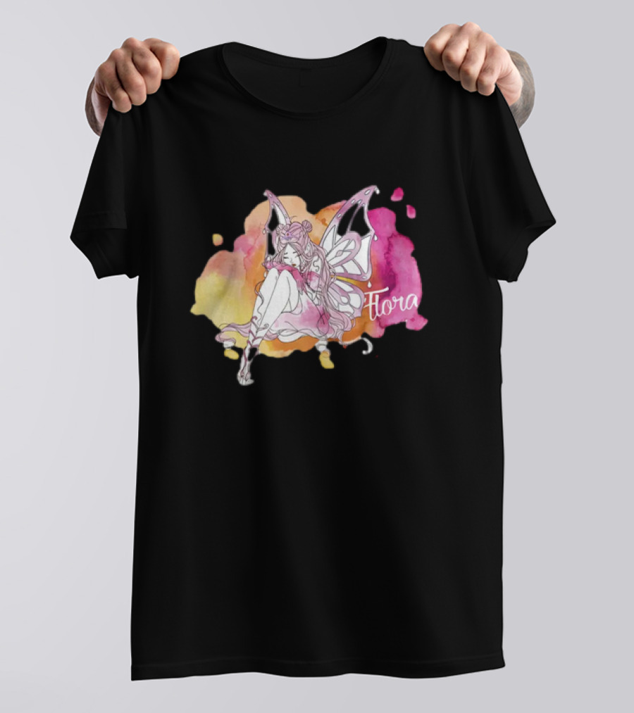 Flora Winx Club Merch Shine Bright Watercolor Wings T-Shirt