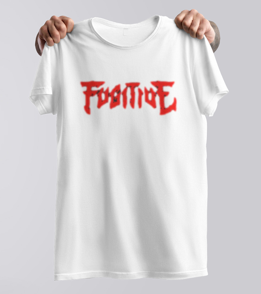 Fugitive Red Gothic Text T-Shirt