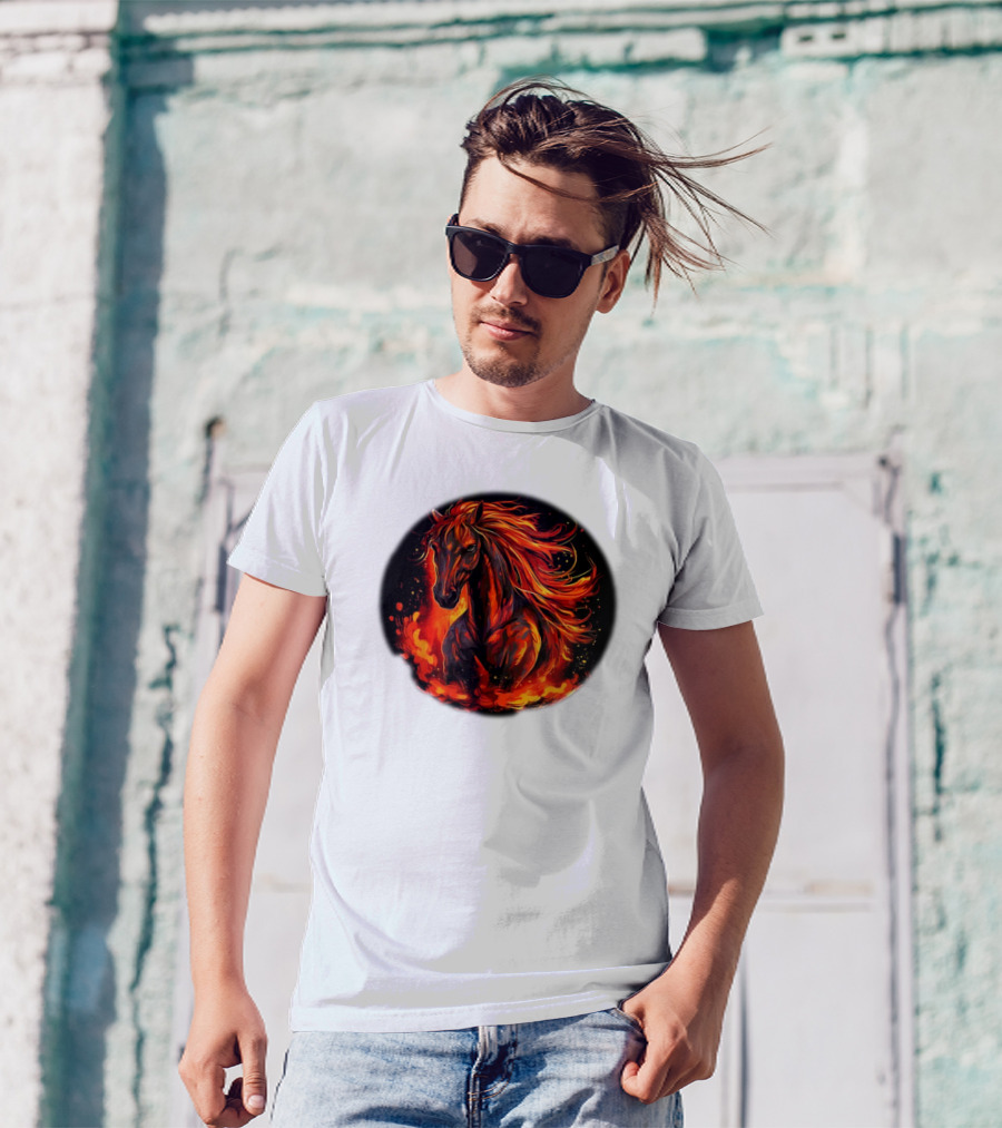 Funny Flaming Horse For Burning Flames Lovers T-Shirt