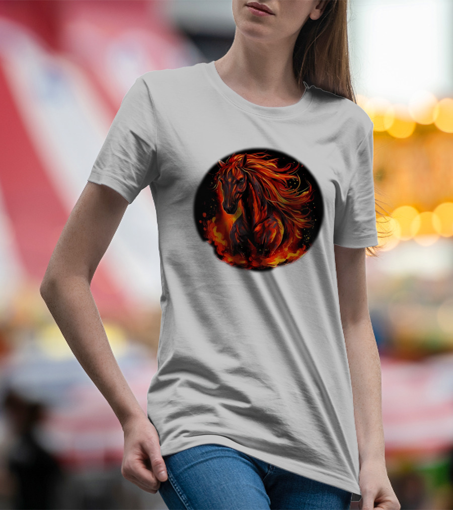 Funny Flaming Horse For Burning Flames Lovers T-Shirt