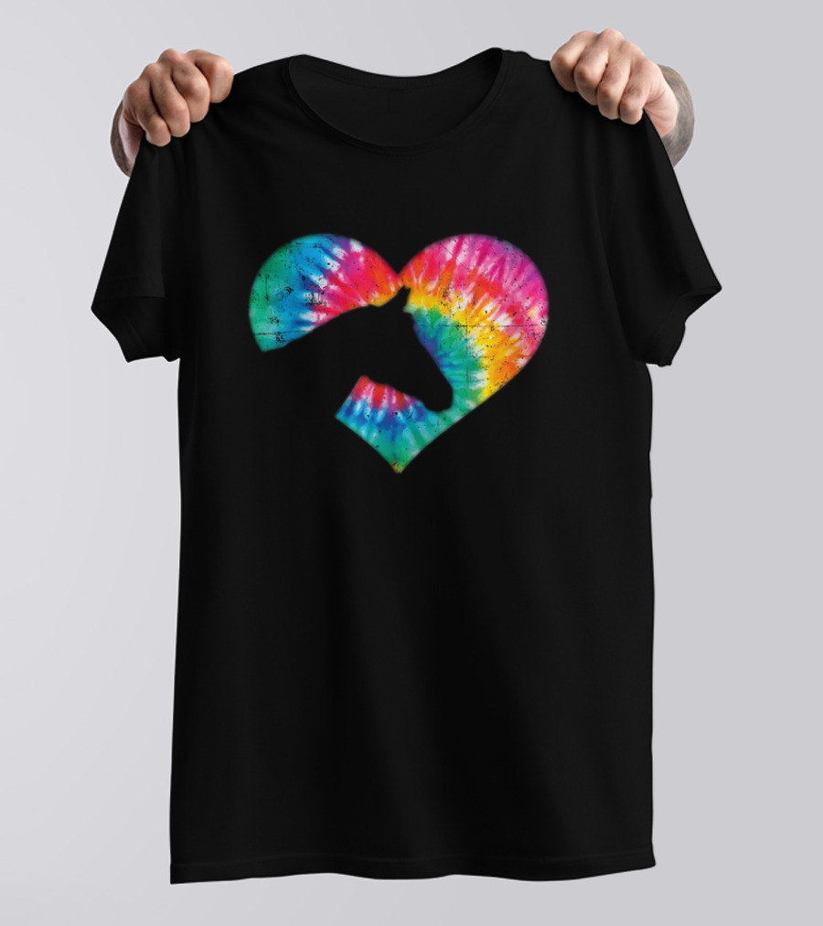 Tie-Dye Heart Horse Lover T-Shirt
