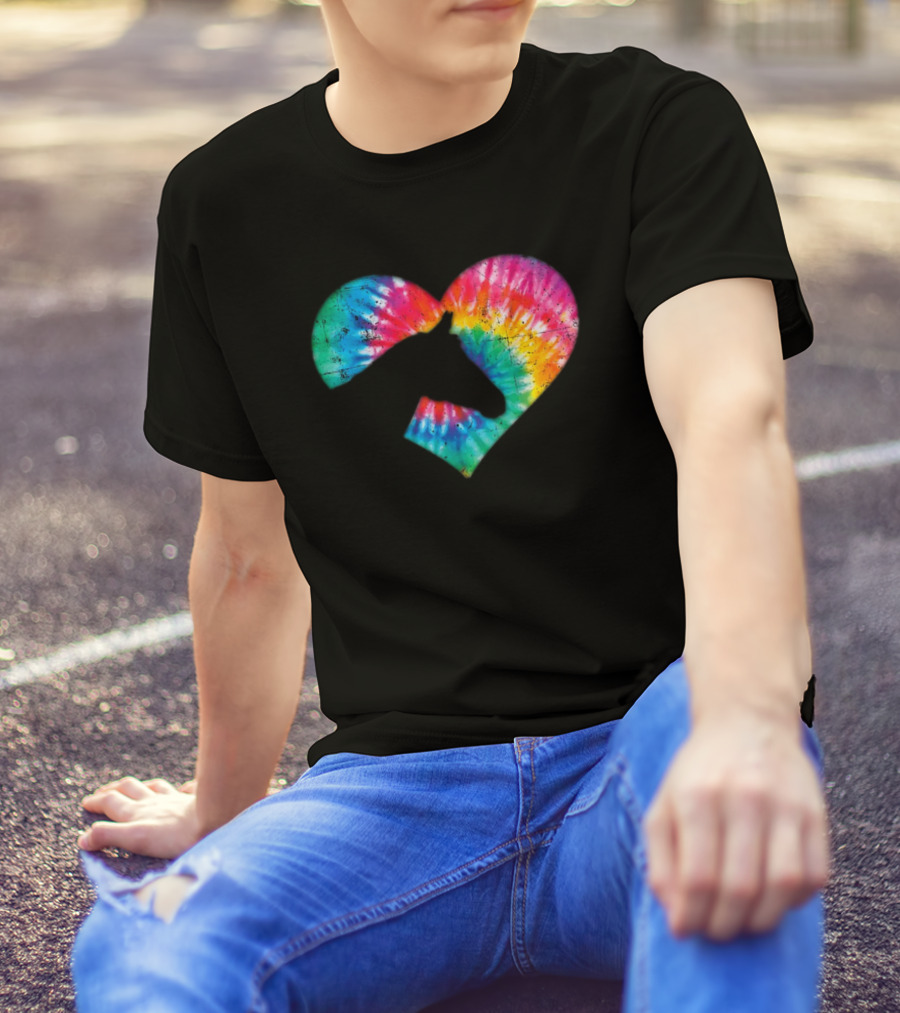 Tie-Dye Heart Horse Lover T-Shirt