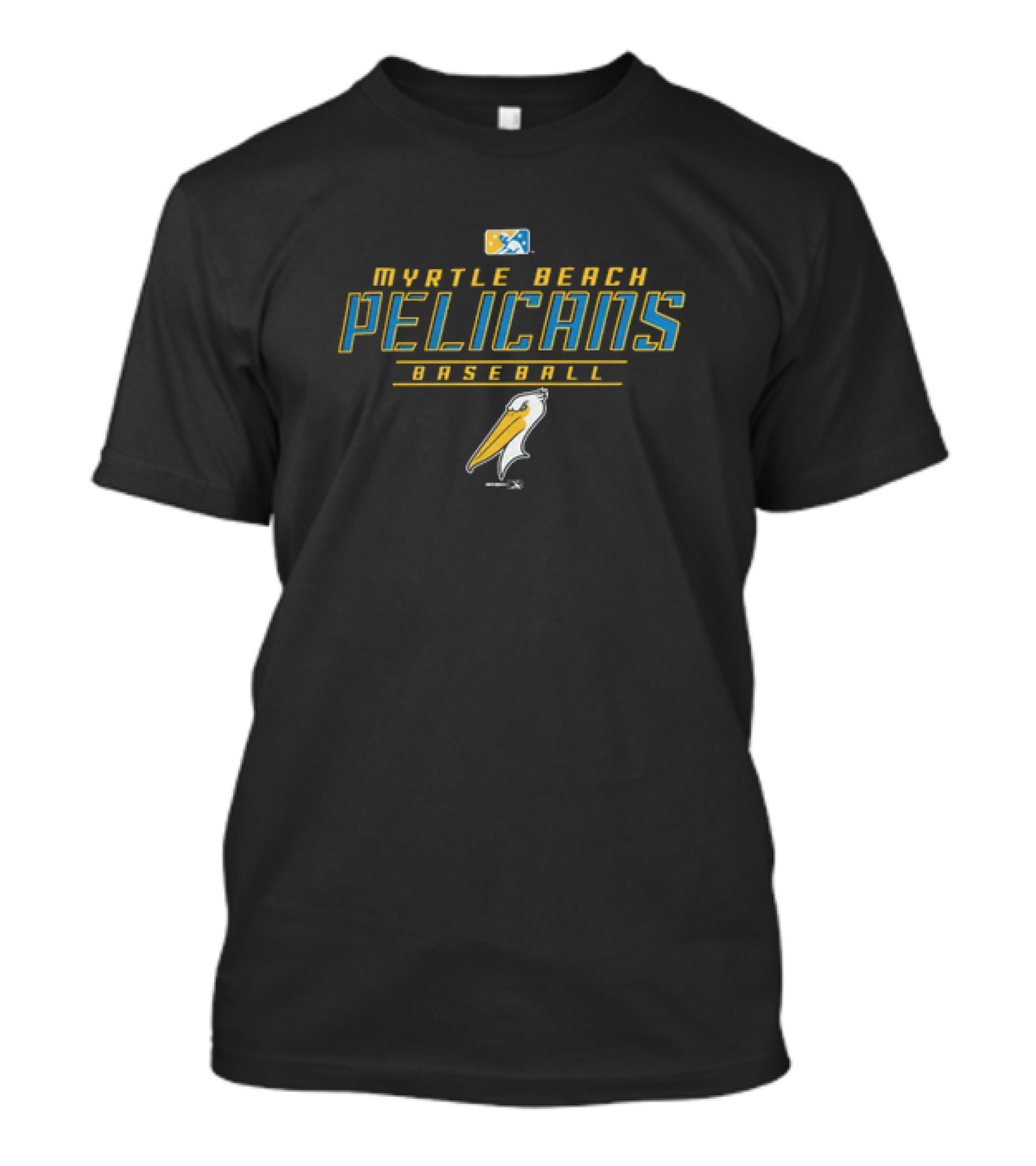 Myrtle Beach Pelicans Baseball Bimm Ridder Youth Dri Fit Logo Backdrop T-Shirt