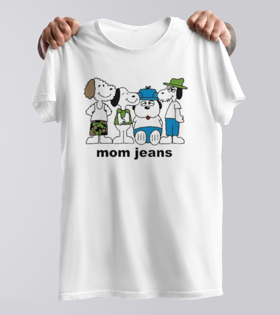 Mom Jeans Band Cartoon Characters In Colorful Outfits T-Shirt
