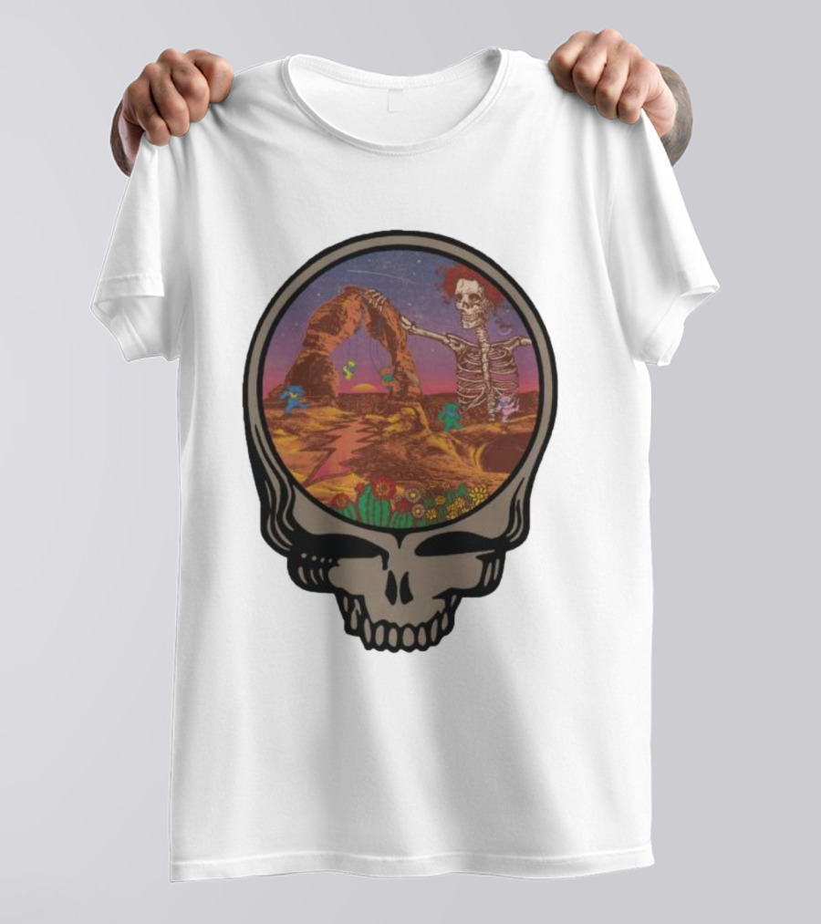 Grateful Dead Skull And Skeleton In Moab Desert Scene T-Shirt