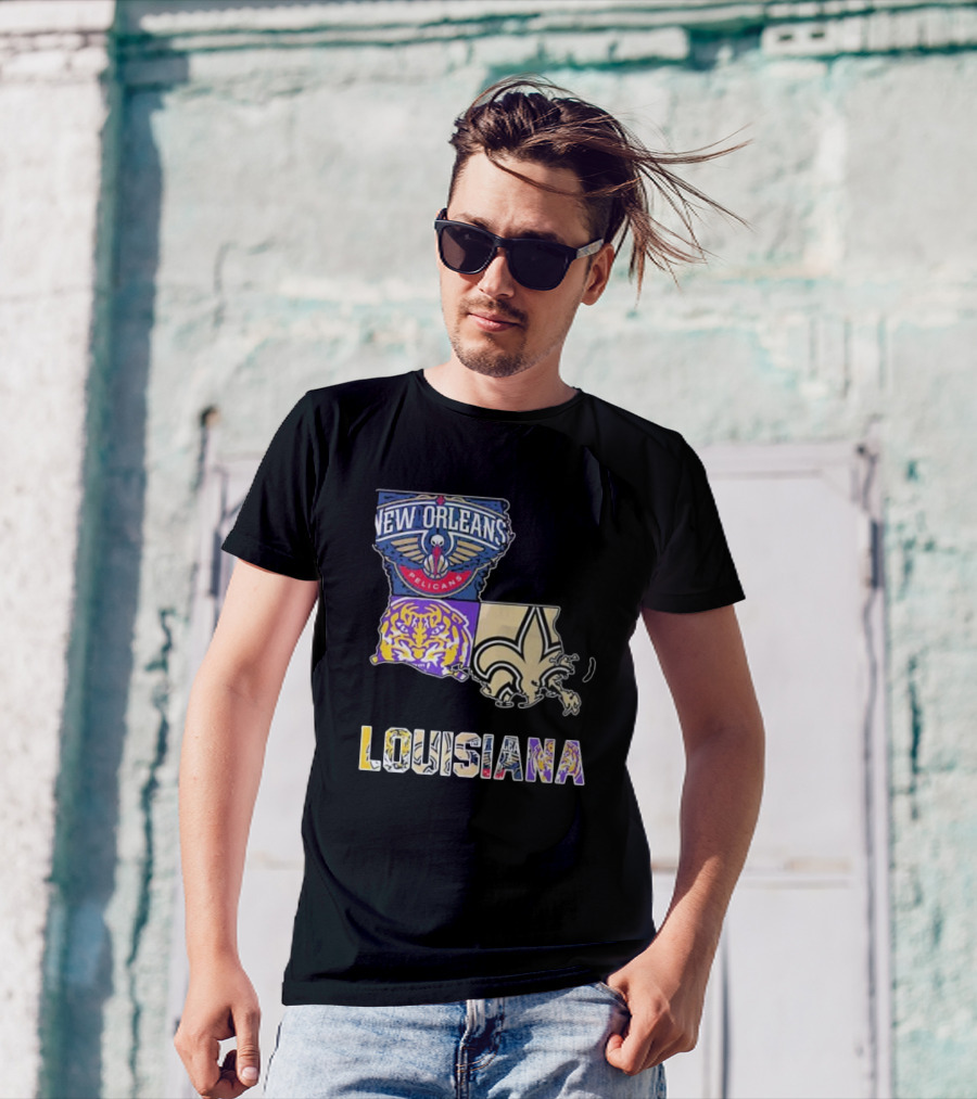 New Orleans Pelicans LSU Tigers New Orleans Saints Louisiana Pride T-Shirt