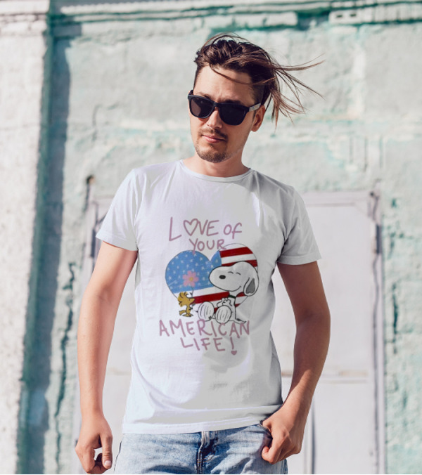 Love Of Your American Life Snoopy Woodstock Heart T-Shirt