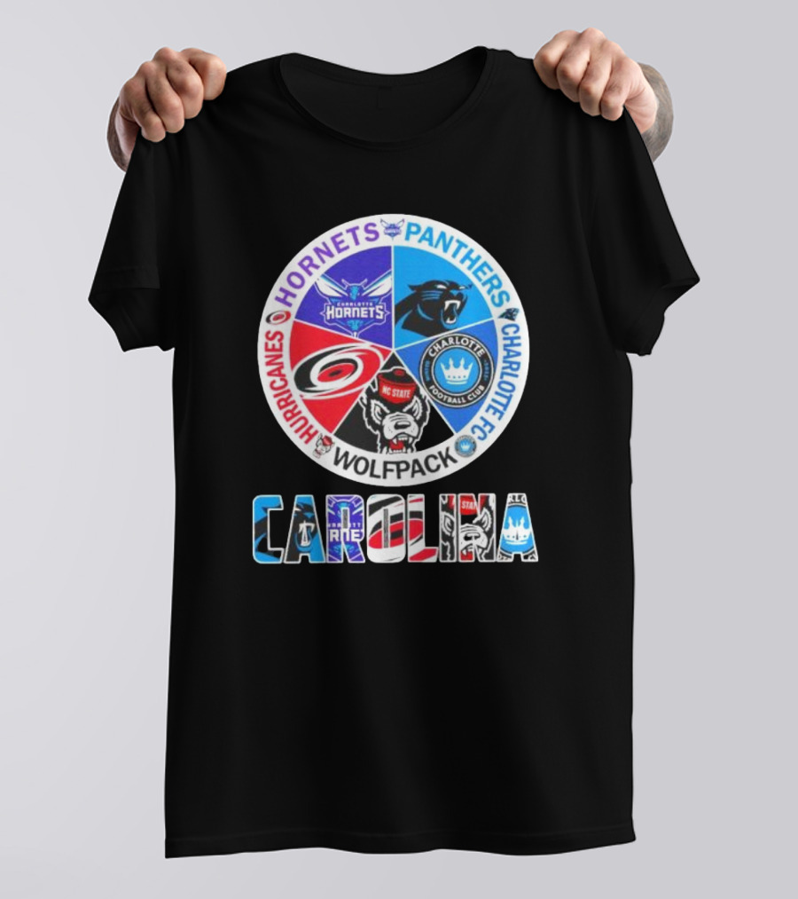 Carolina Panthers Hornets Hurricanes Wolfpack Charlotte FC Sports Teams T-Shirt
