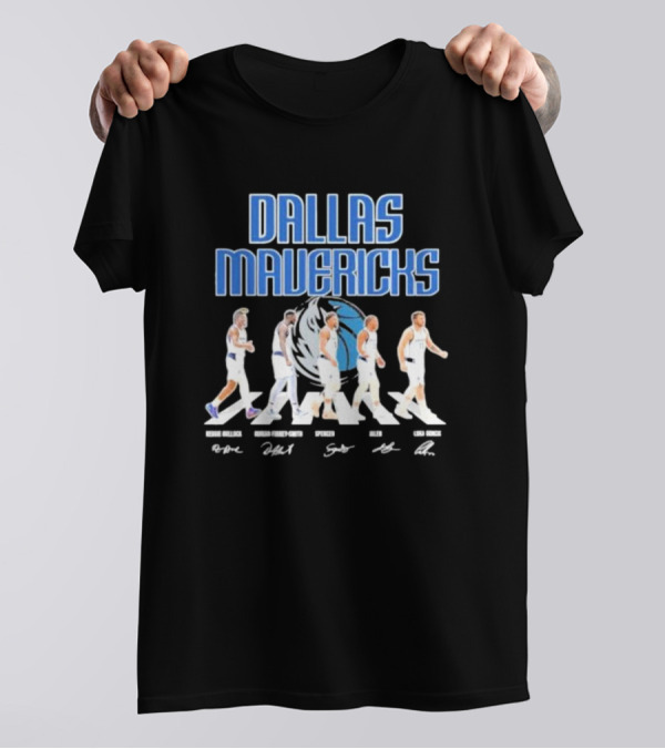 Dallas Mavericks Reggie Bullock Dorian Finney Smith Spencer Dinwiddie Jalen Brunson Luka Doncic Abbey Road Signatures T-Shirt